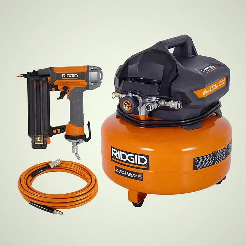 6 Gal. 150 PSI Portable Electric Oil-Free Jobsite Pancake Air Compressor with 25
