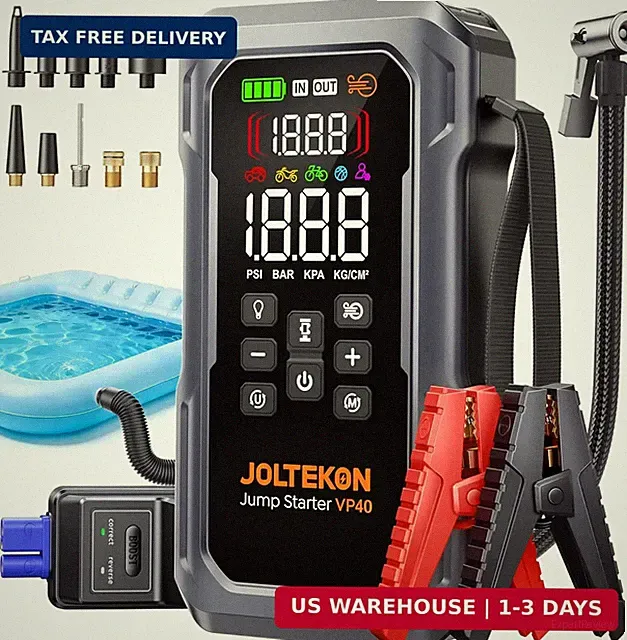 6000A 160PSI 9-in-1 Car Battery Jump Starter with Air Compressor & Air Blower (A