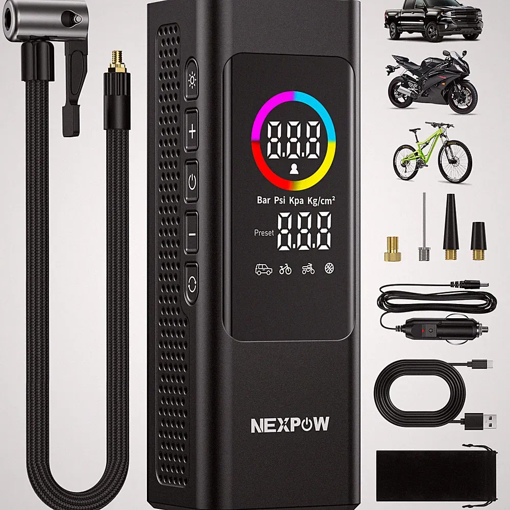 NEXPOW 150PSI Portable Tire Inflator Cordless Air Compressor Car Bike Motorcycle