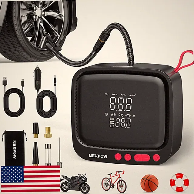 NEXPOW 180PSI Portable Tire Inflator Air Compressor Rechargeable Pump Car Motorc