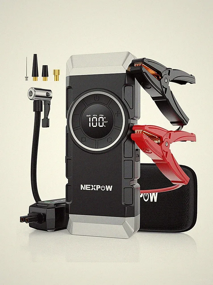 NEXPOW Car Battery Jump Starter with Air Compressor 3000A Peak,12V 150PSI Por...