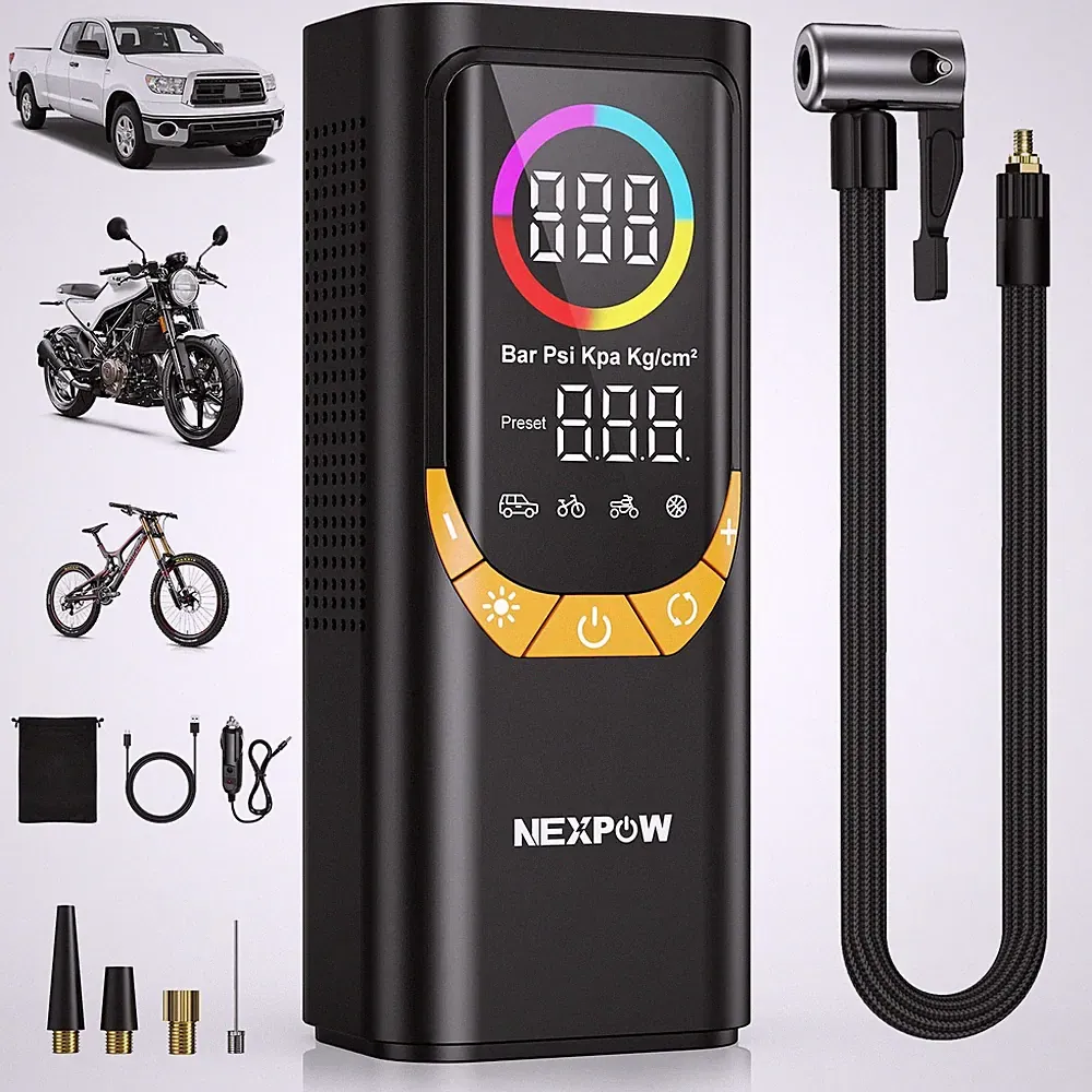 NEXPOW NP17 Portable Air Compressor, 150 PSI Digital Tire Inflator, Fast Infl...
