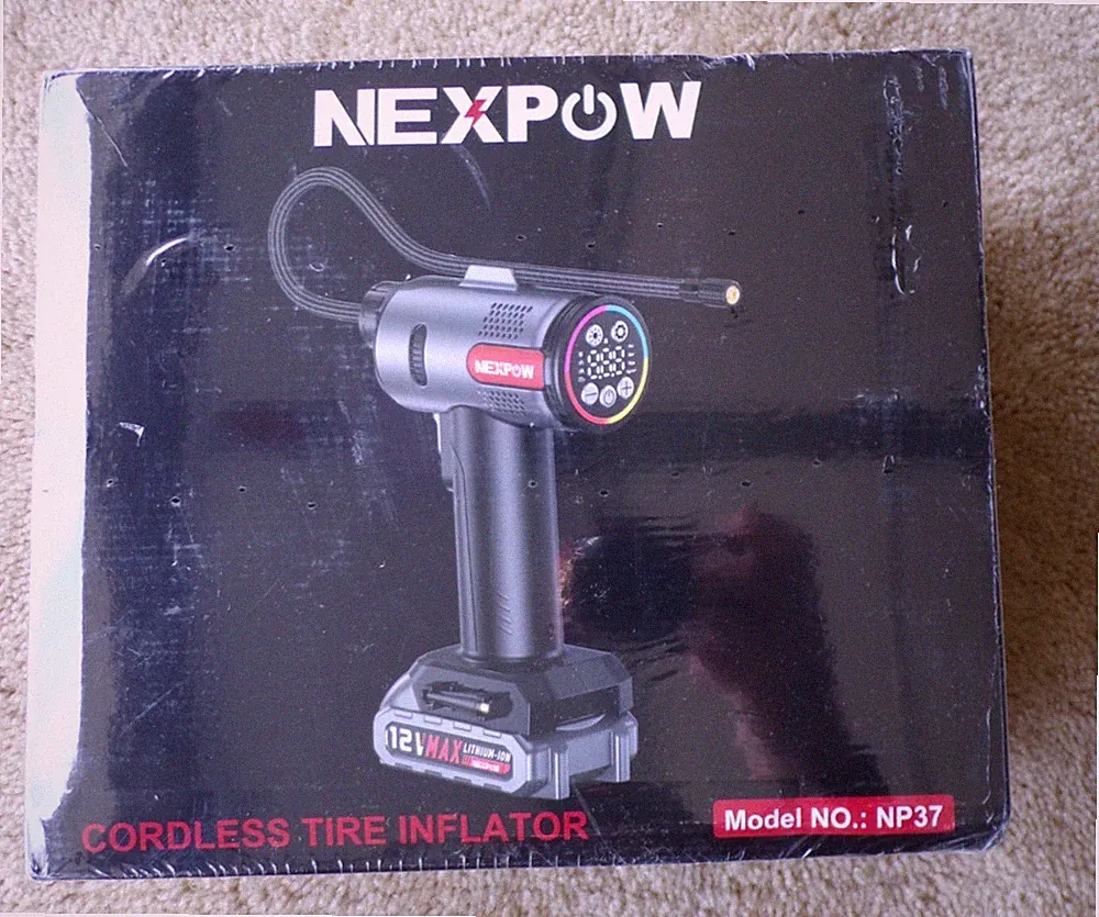 NEXPOW NP37 Tire Inflator Portable Cordless Air Compressor, Black @c16