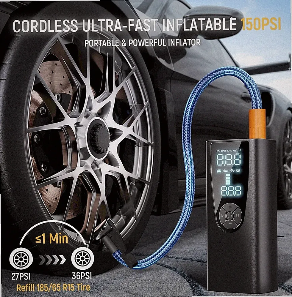 Portable Air Compressor Powerful Built-in 25000Ah High Capacity Battery