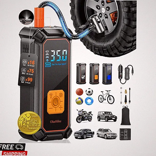 Portable Air Compressor with 5400mAh Battery & Auto Shut-Off - Perfect for Dads